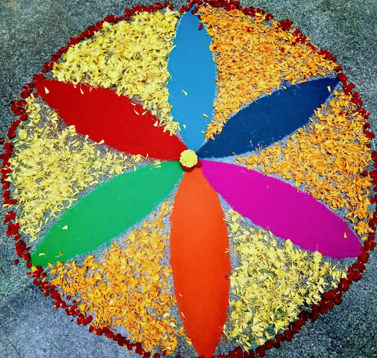 Colourful Flower Rangoli Design