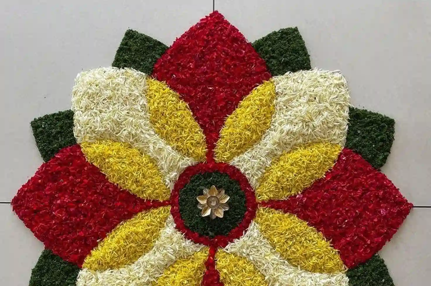 Rice and colour Rangoli Design